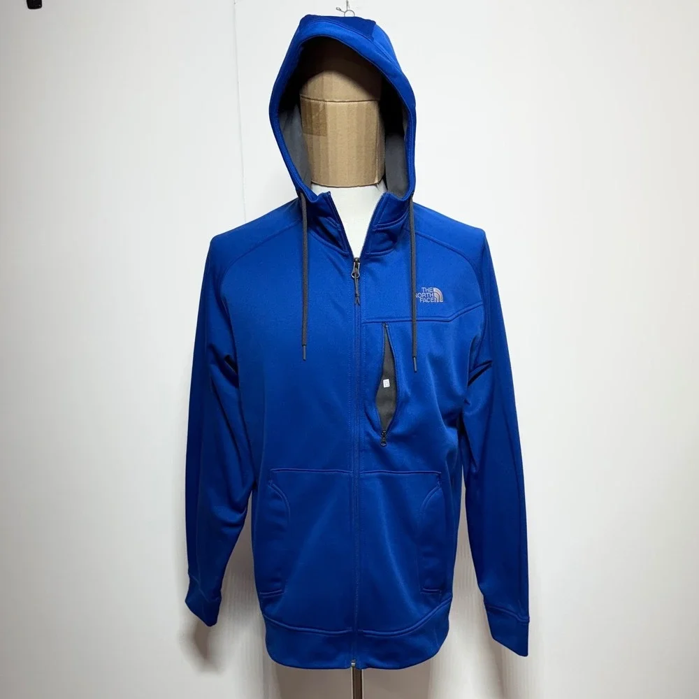 The North Face Hoodie Mens Large‎ Blue Full Zip Fleece Jacket T201